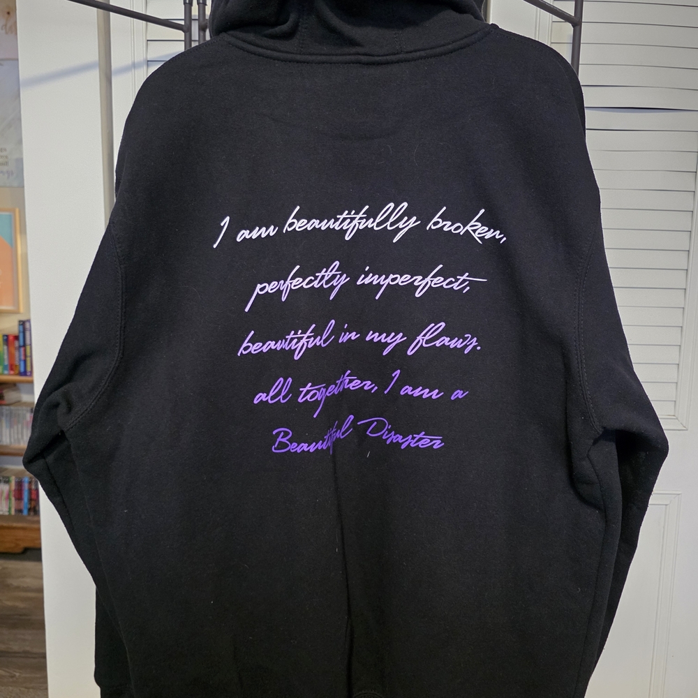 Beautiful Disaster Size 1X Black Zip-Up Hoodie - Picture 2 of 9